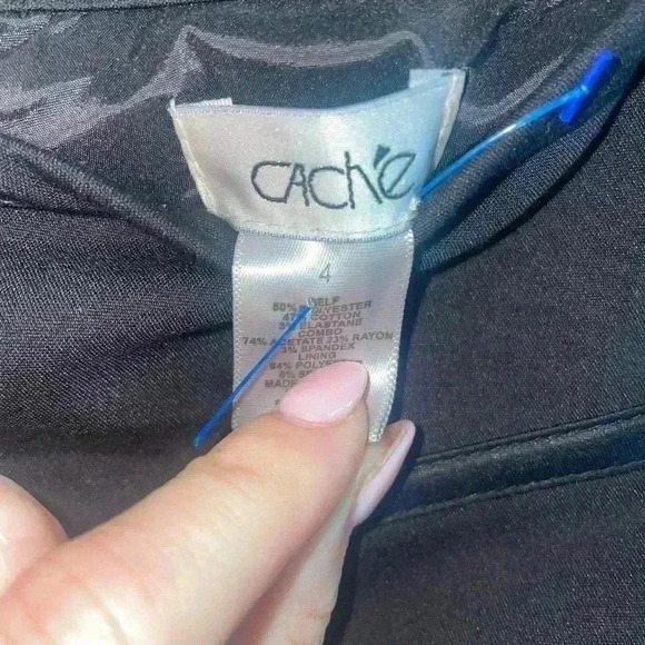 Cache Black satin and knit pencil skirt - Picture 3 of 3